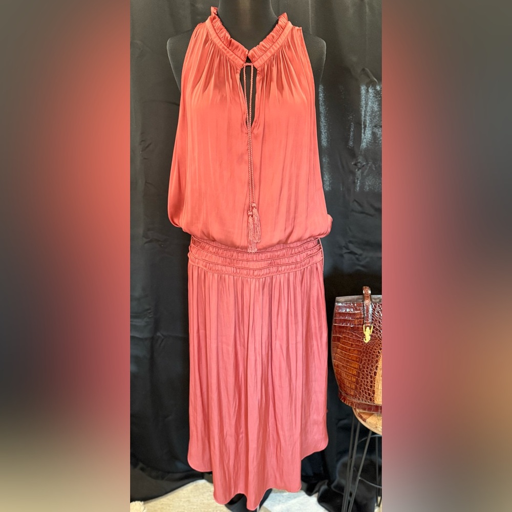New York & Company Coral Ruffled Dress